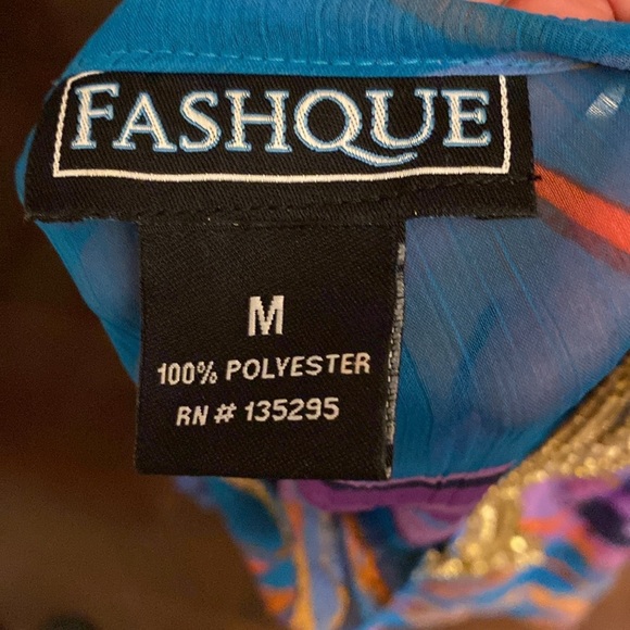 Colorful Floral Tunic or Beach Coverup with Gold Details - Picture 7 of 8